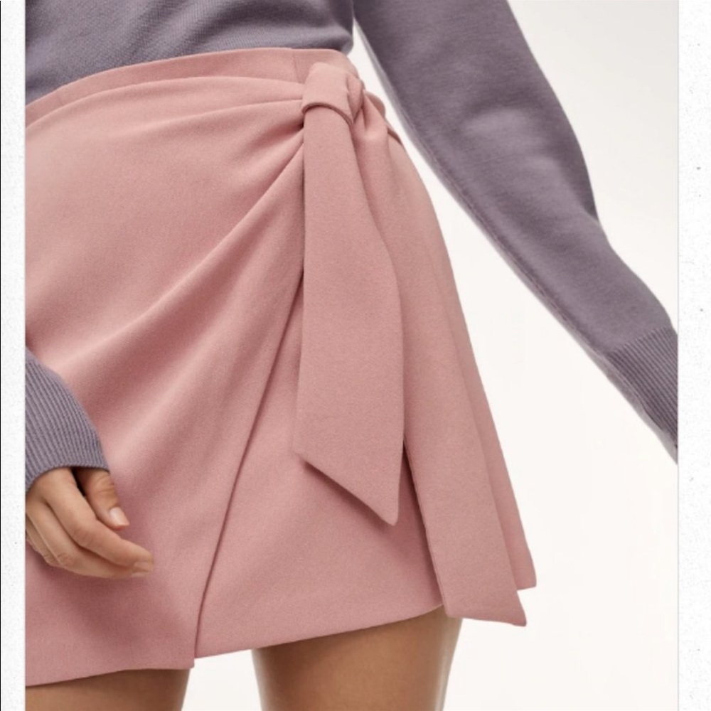 Aritzia Pink Wrap-Style Mini Skirt